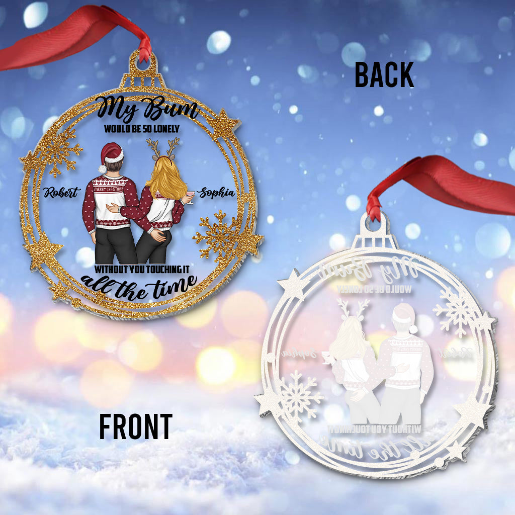 Touche mes fesses - Ornement transparent personnalisé pour couple