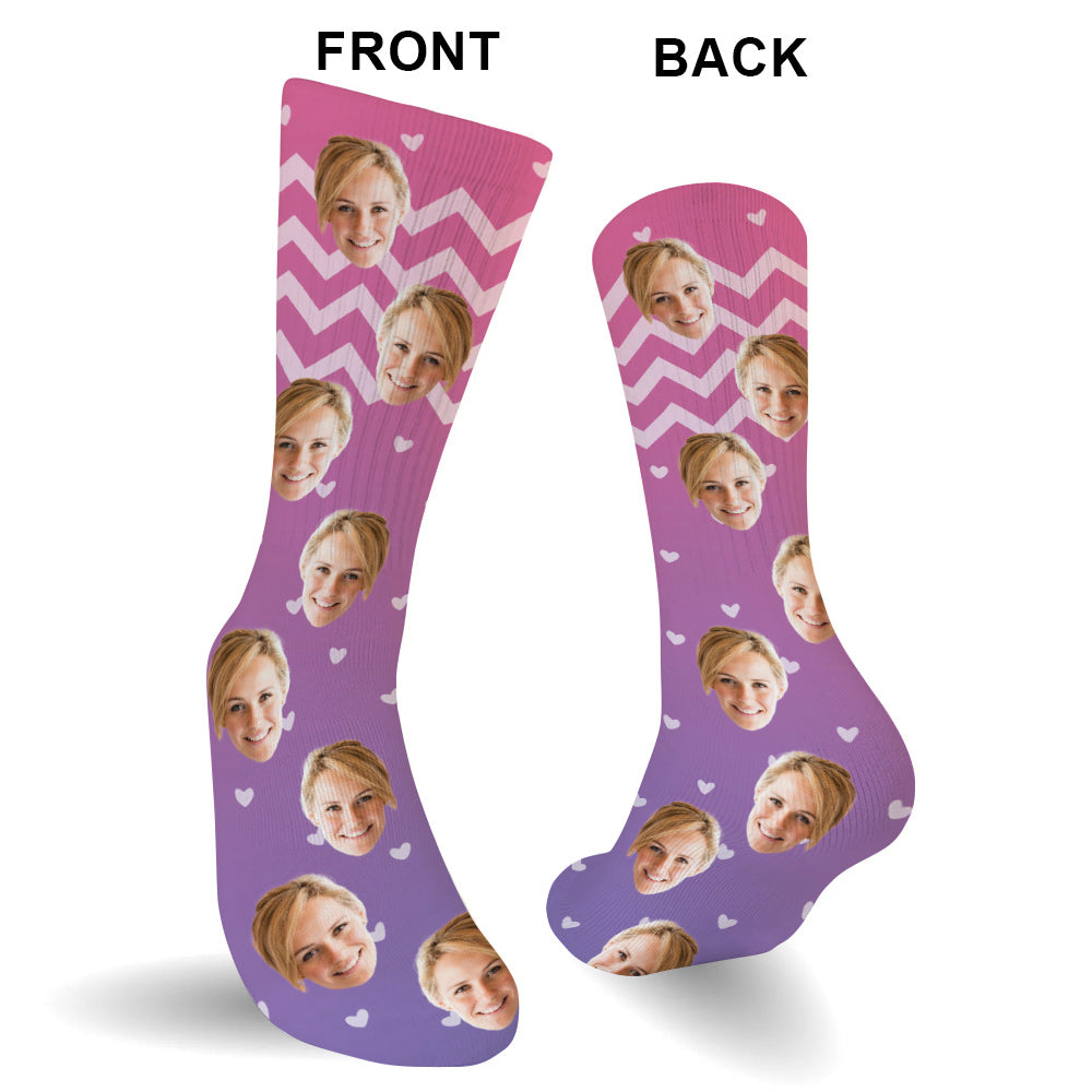 Chaussettes personnalisées pour belle-mère, motif violet et visage personnalisé