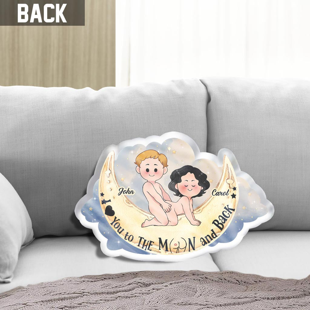 Je t'aime jusqu'à la lune et retour - Coussin personnalisé pour couple