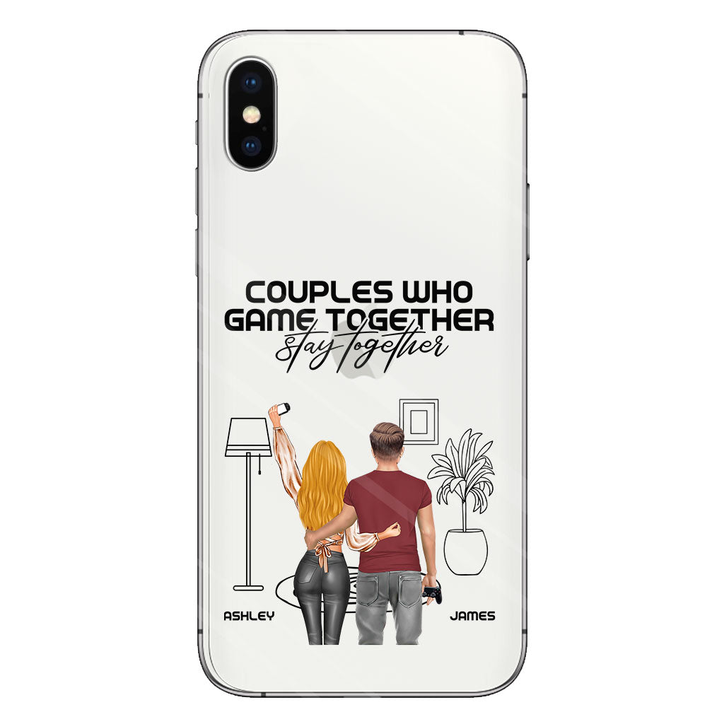 Les couples qui jouent ensemble restent ensemble - Coque de téléphone transparente personnalisée pour jeux vidéo