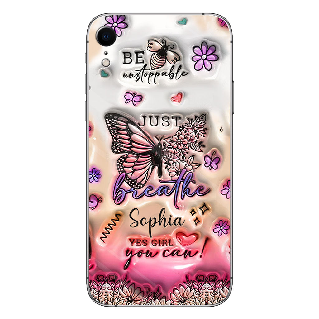 Positive Affirmations Butterfly - Personalized Butterfly Clear Phone Case