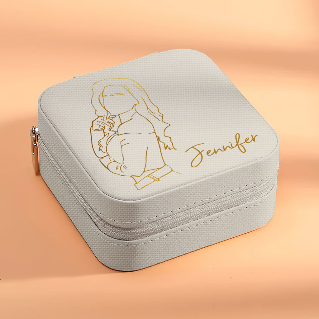 Dessin au trait personnalisé - cadeau pour grand-mère, maman, tante, fille, sœur, petite-fille, épouse, petite amie - Boîte à bijoux personnalisée