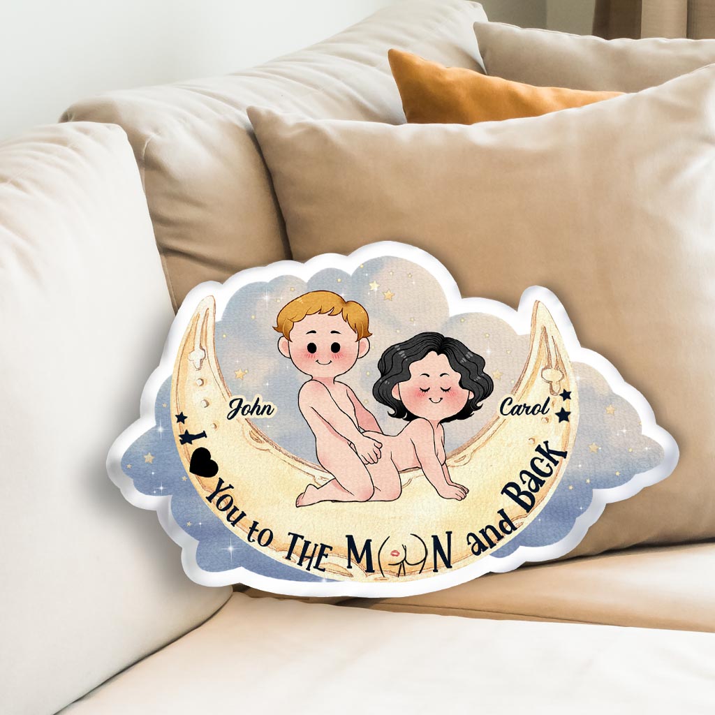 Je t'aime jusqu'à la lune et retour - Coussin personnalisé pour couple