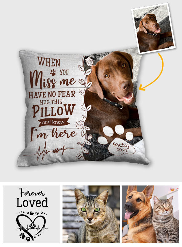 Hug This Pillow And Know I'm Here - Personalized Dog Throw Pillow