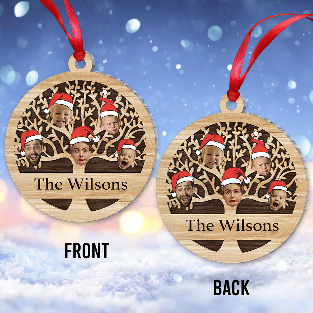 Sapin de Noël personnalisé avec nom de famille - Décoration de Noël multicolore