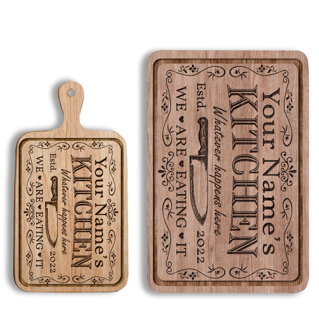 Quoi qu'il arrive, on le mange ! - Planche à découper personnalisée