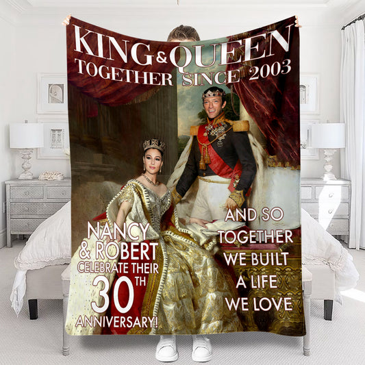 King And Queen - Personalized Husband And Wife Blanket