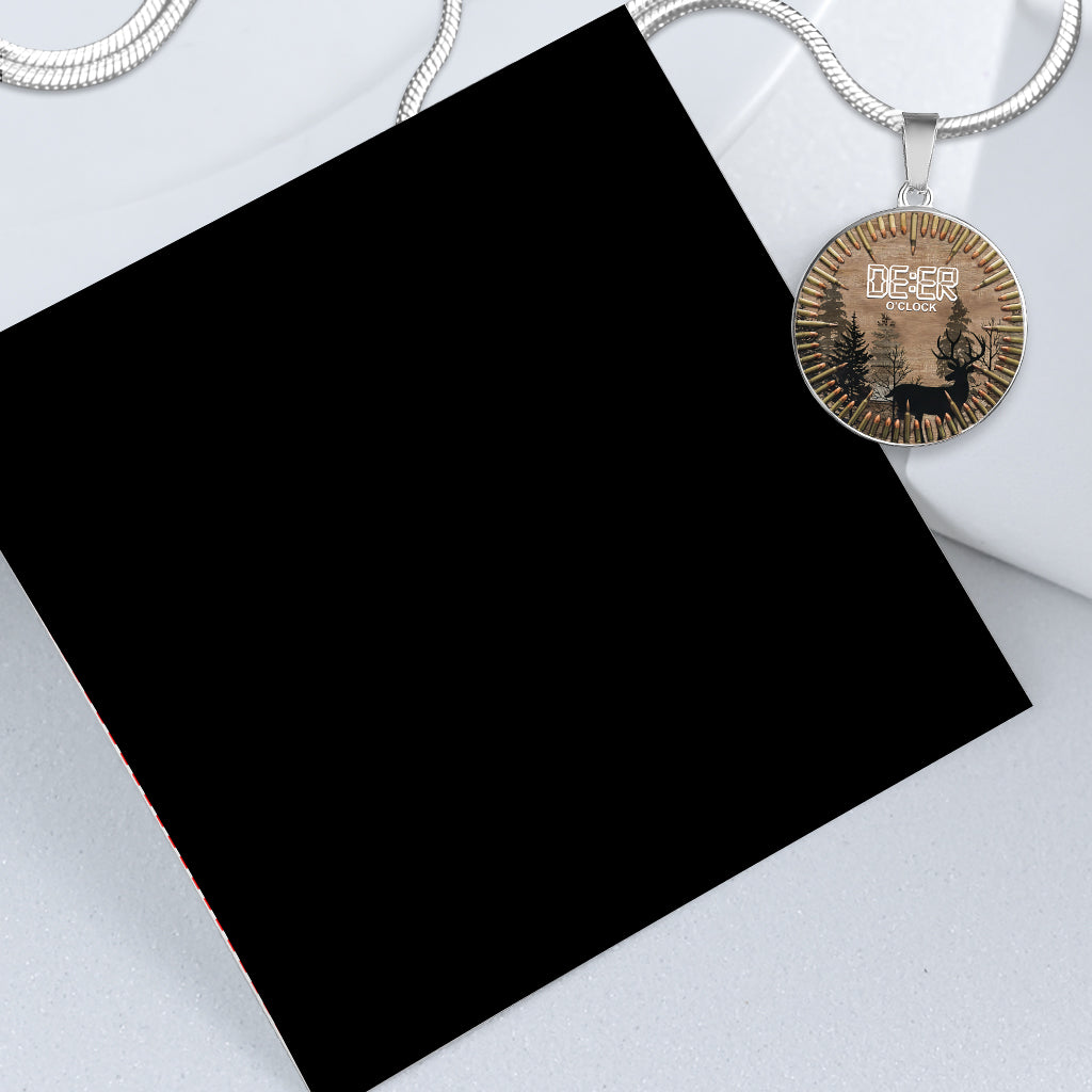 Collier pendentif rond Deer O'Clock - Chasse