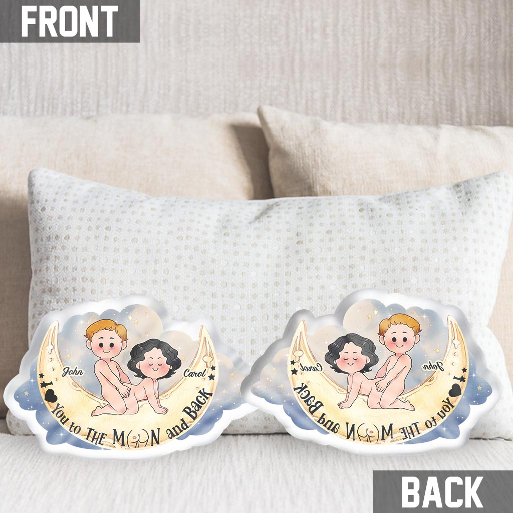Je t'aime jusqu'à la lune et retour - Coussin personnalisé pour couple