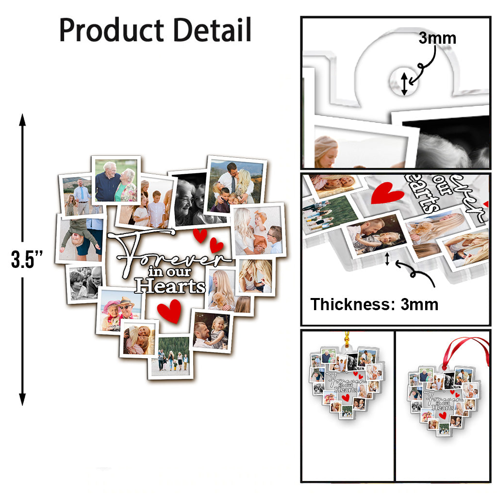 À jamais dans mon cœur - Ornement commémoratif transparent personnalisé
