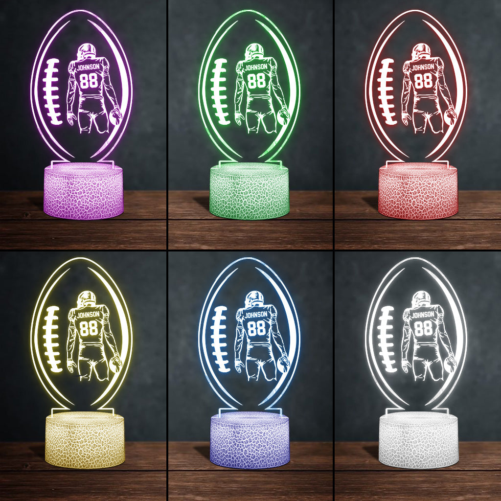 Lampe de nuit en forme de ballon de football - Cadeau idéal pour lui, petit ami, mari, fils - Socle lumineux personnalisé