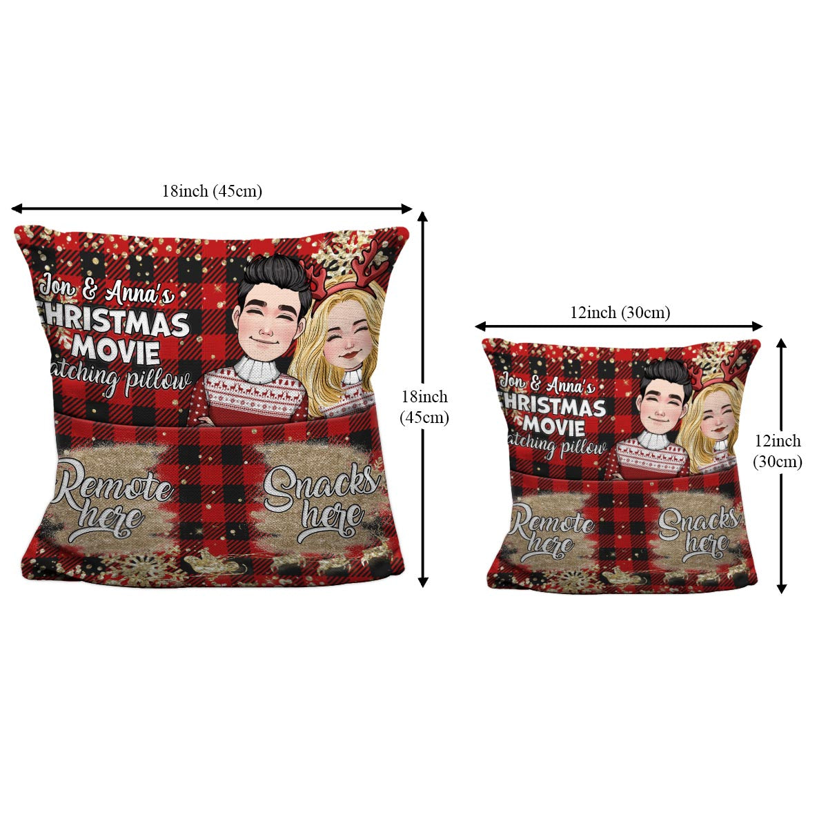Christmas Movie Watching Pillow - Personalized Couple Pocket Pillow