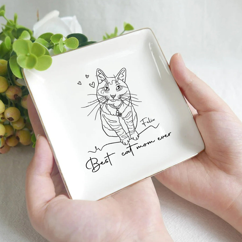 Best Cat Mom / Dog Mom Ever - Gift for cat lovers, dog lover - Personalized Jewelry Dish