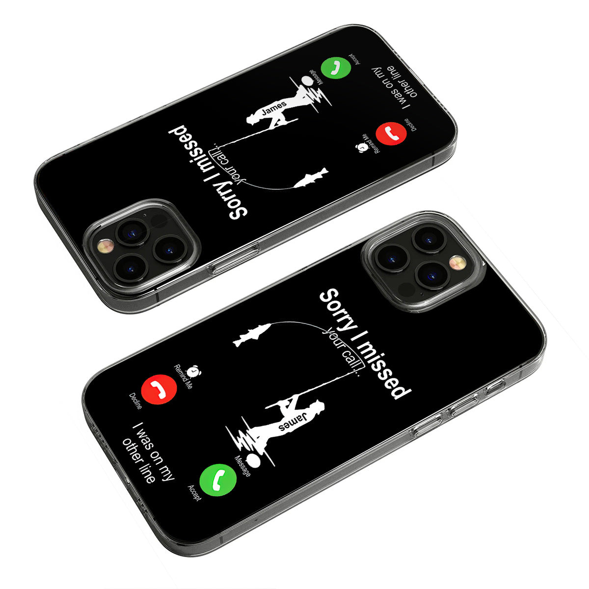 Désolé(e) d'avoir manqué votre appel, j'étais en ligne - Coque de téléphone transparente personnalisée sur le thème de la pêche