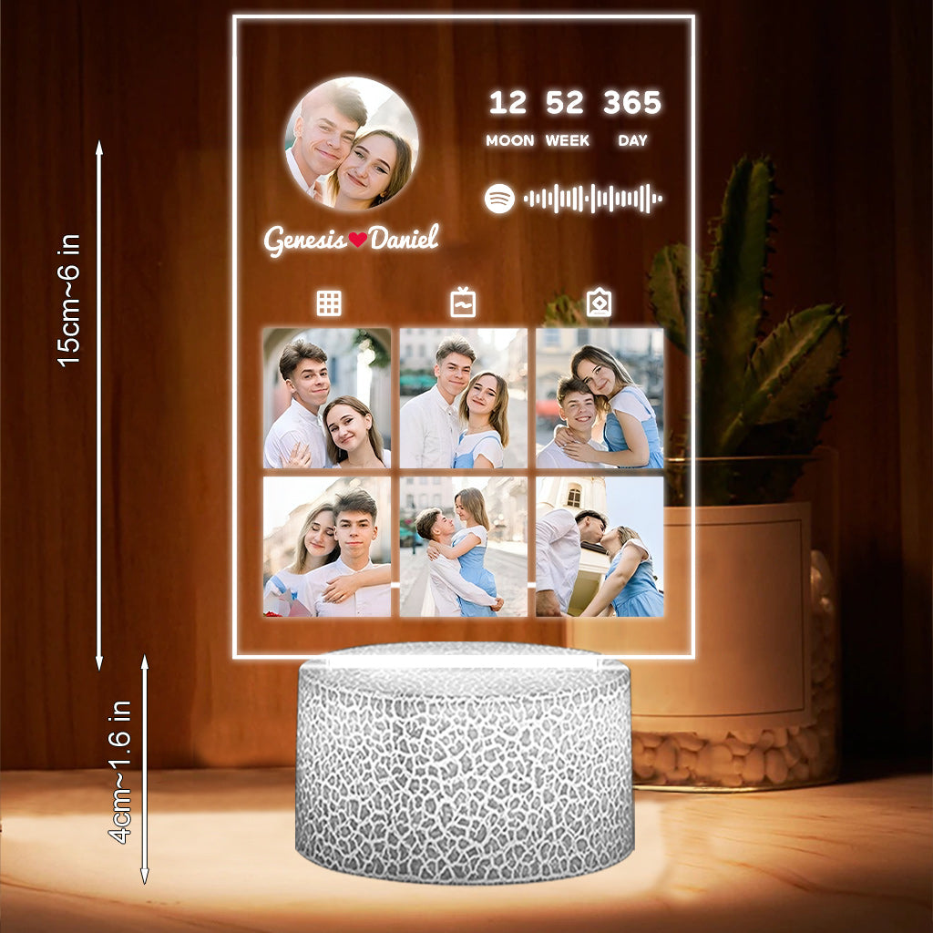 Collection de photos de couple - Socle lumineux personnalisé en forme de couple