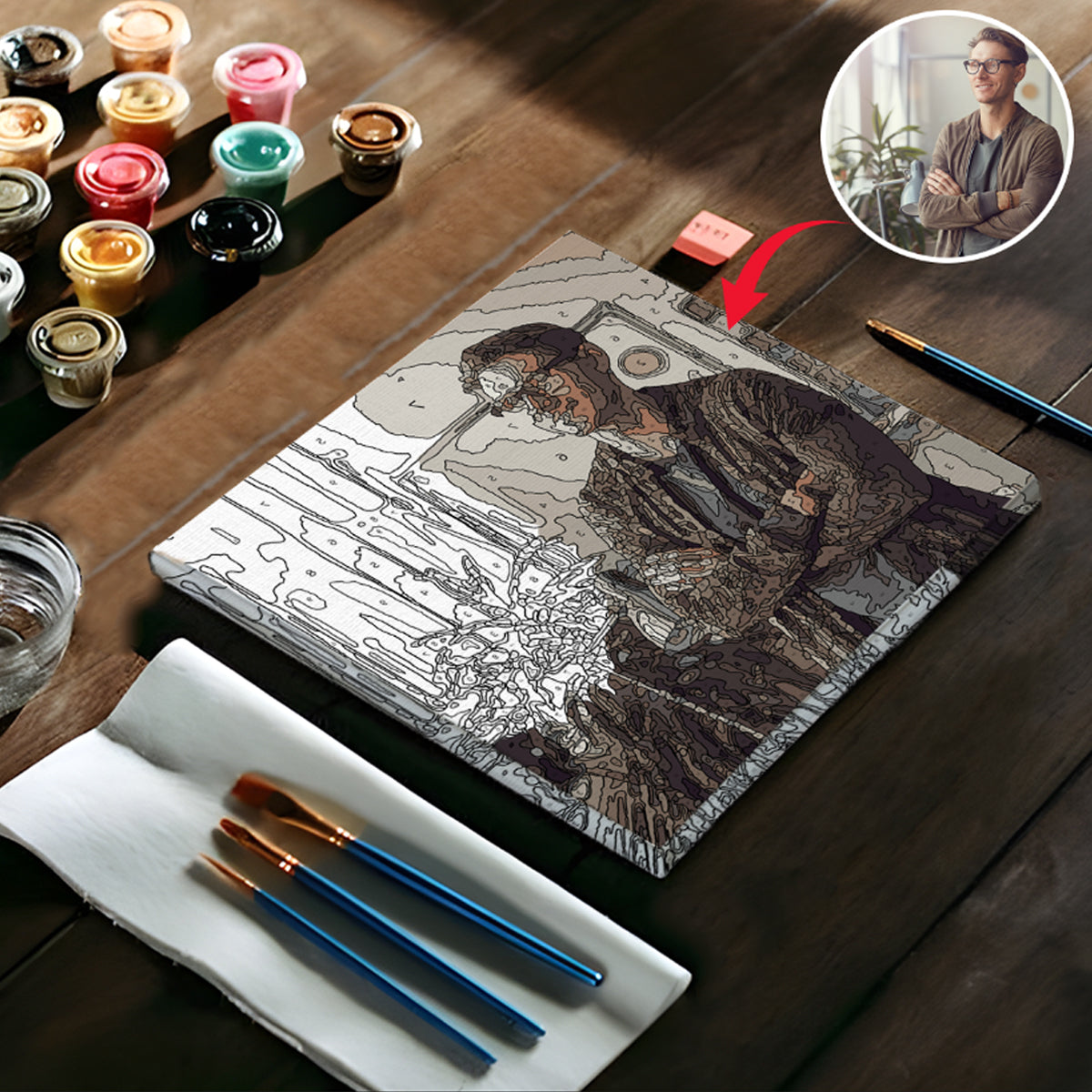 Kit de peinture par numéros personnalisé « Oncle » avec photo personnalisée