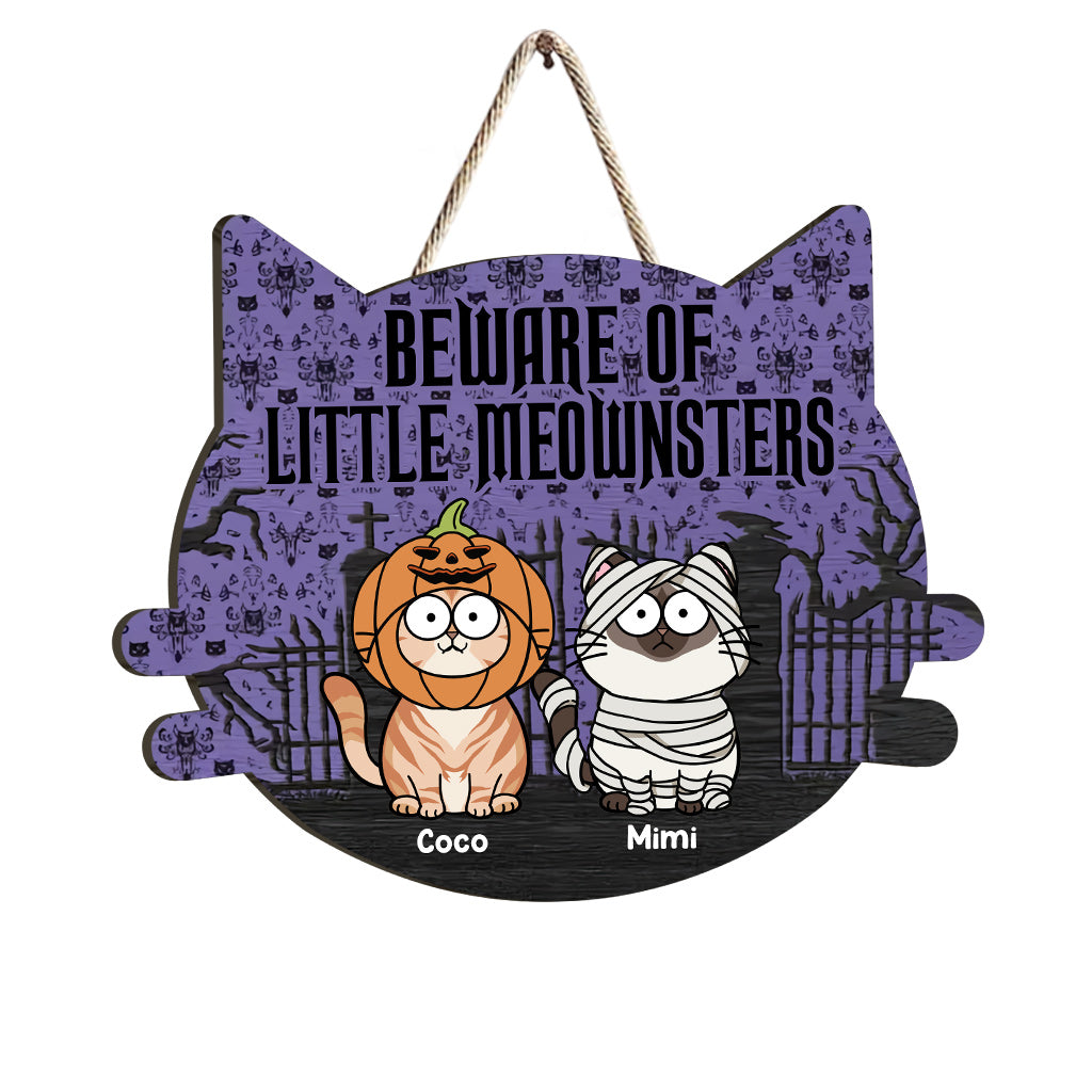Bienvenue, pauvres mortels ! - Panneau en bois personnalisé avec un chat