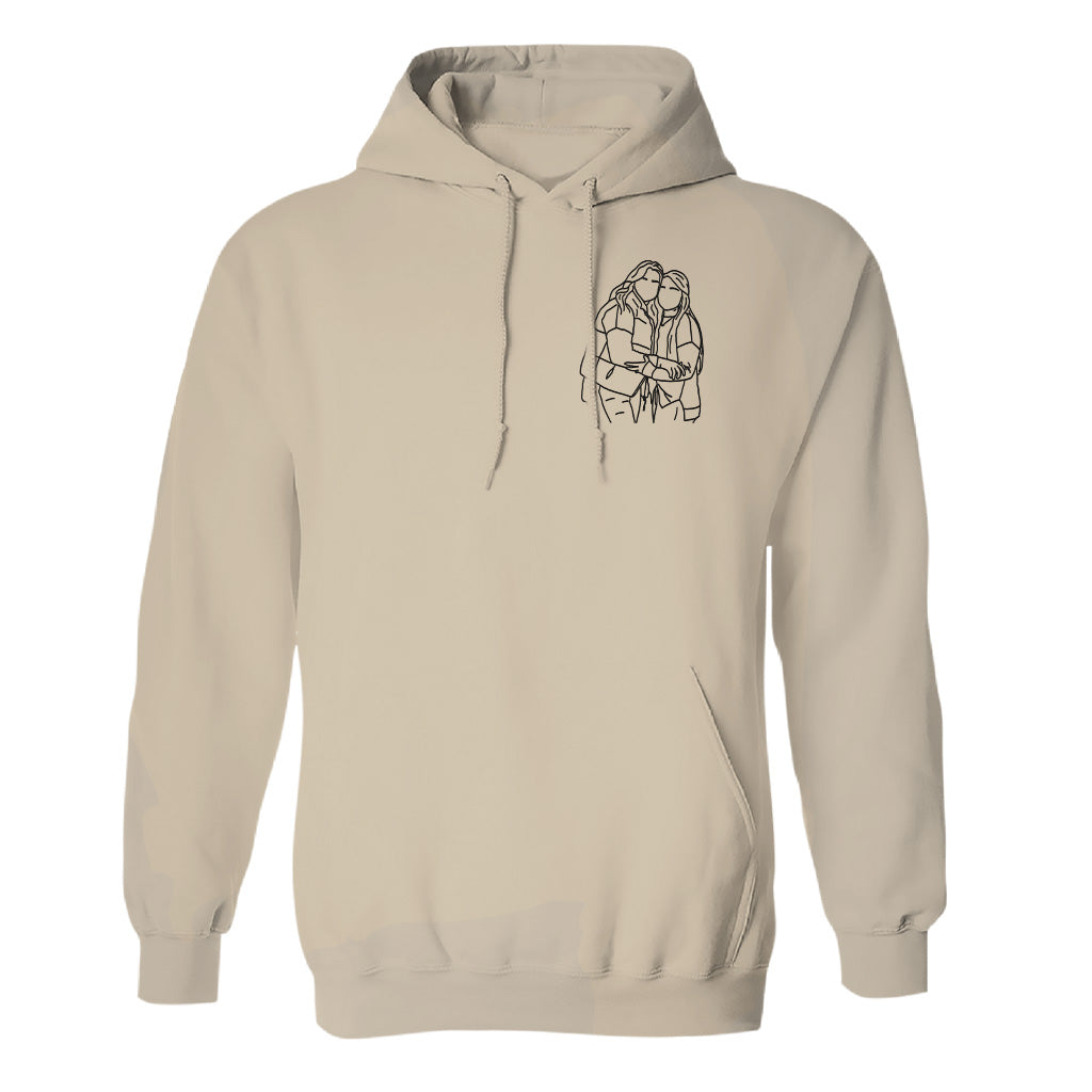 Sweat à capuche brodé personnalisé pour frères et sœurs - Illustration au trait -