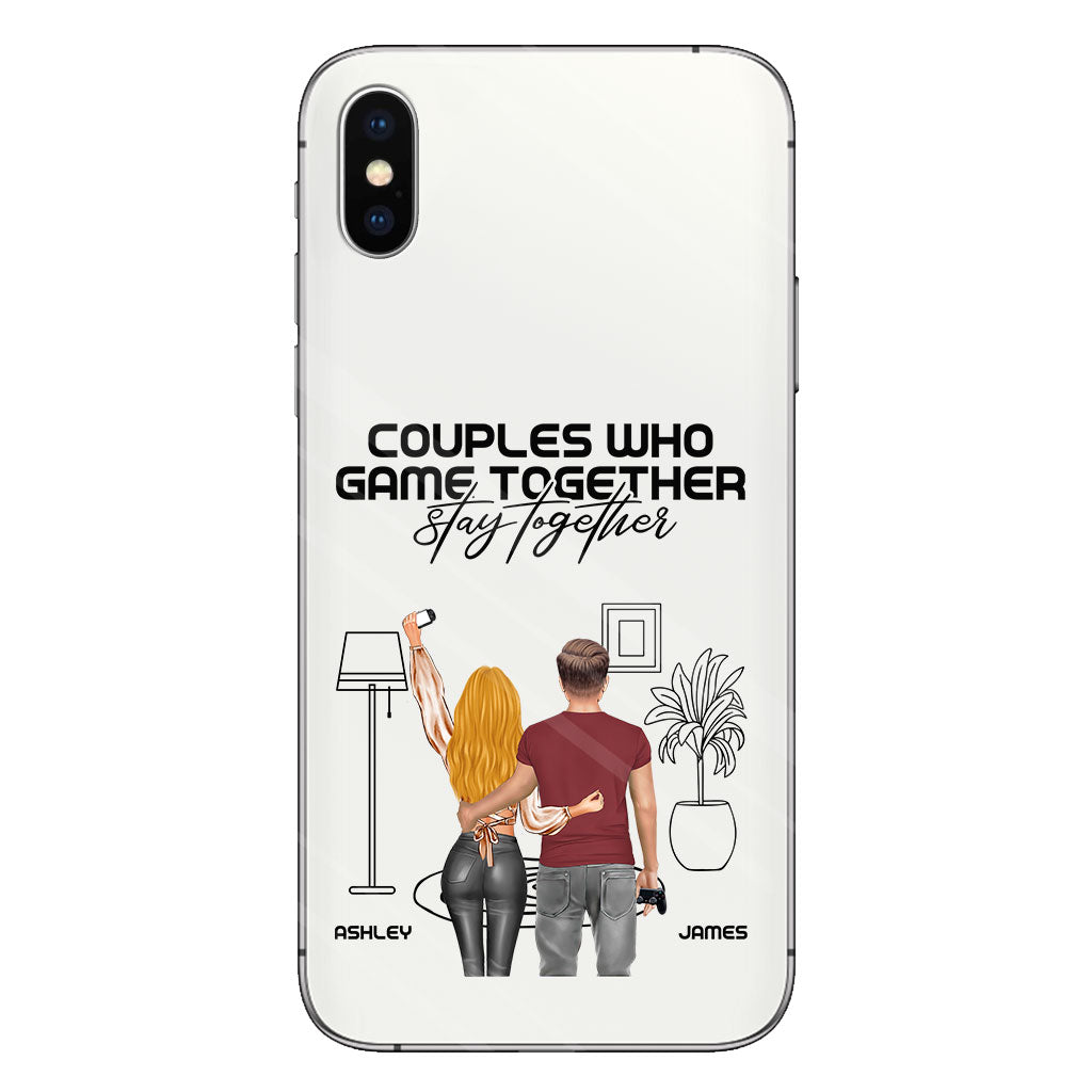 Les couples qui jouent ensemble restent ensemble - Coque de téléphone transparente personnalisée pour jeux vidéo