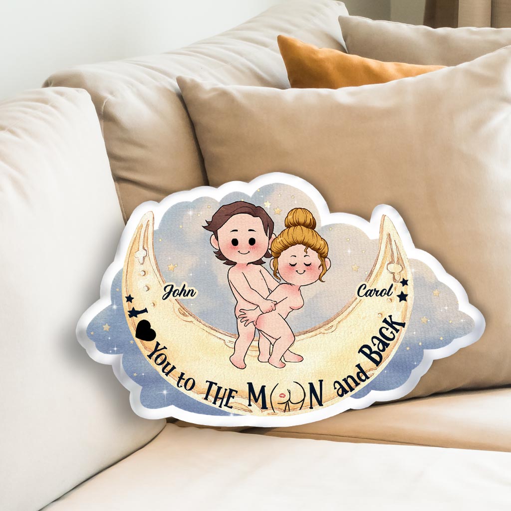 Je t'aime jusqu'à la lune et retour - Coussin personnalisé pour couple