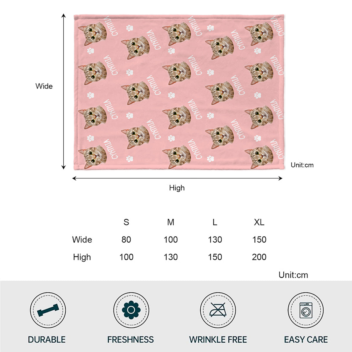 Couverture personnalisée pour chat - Motif chat