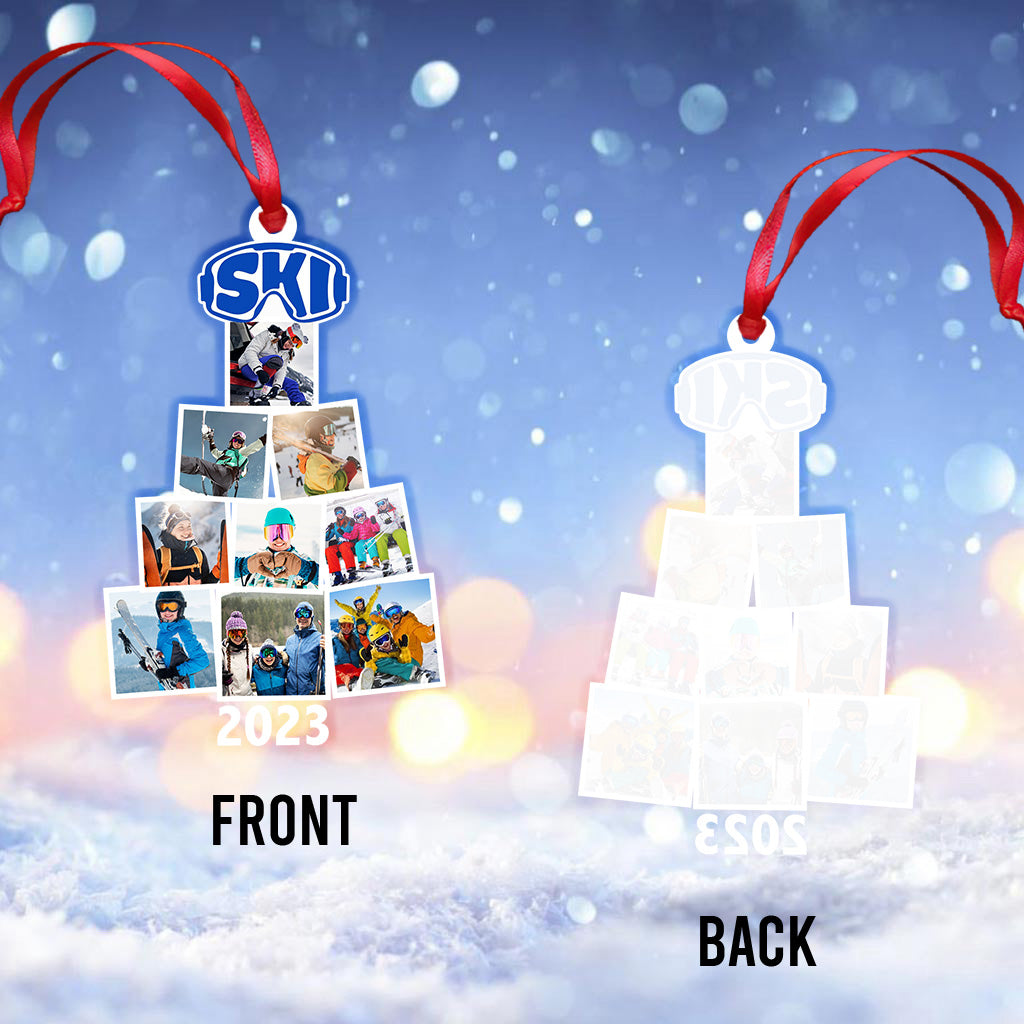 Joyeux Noël - Ornement transparent personnalisé sur le thème du ski