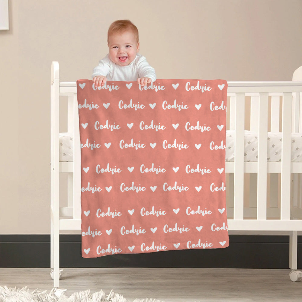 Couverture personnalisée pour nouveau-né avec motif cœur et prénom