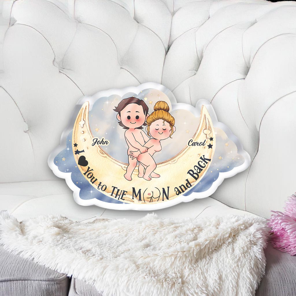 Je t'aime jusqu'à la lune et retour - Coussin personnalisé pour couple