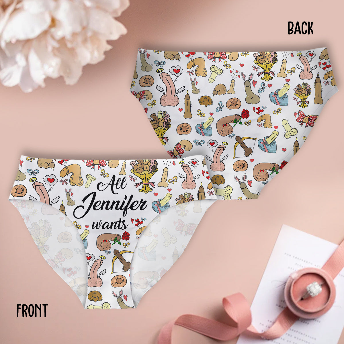 Tout ce que je veux pour Noël - Slips personnalisés pour couples (femme et homme)