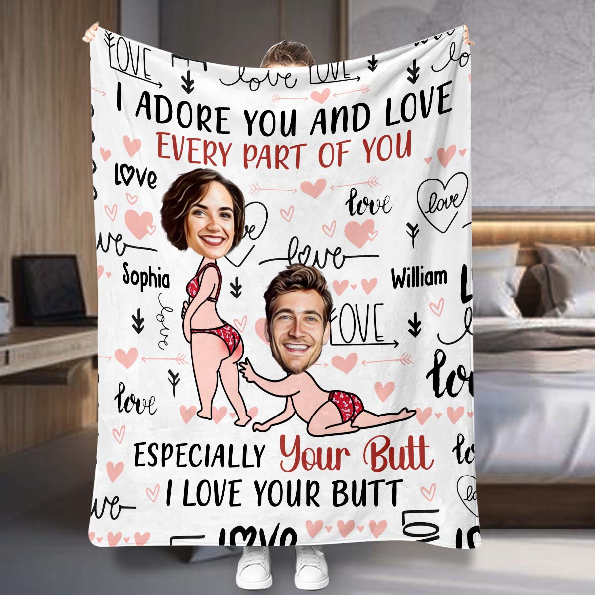 Je t'adore et j'aime chaque partie de toi - Couverture personnalisée pour couple avec photo personnalisée