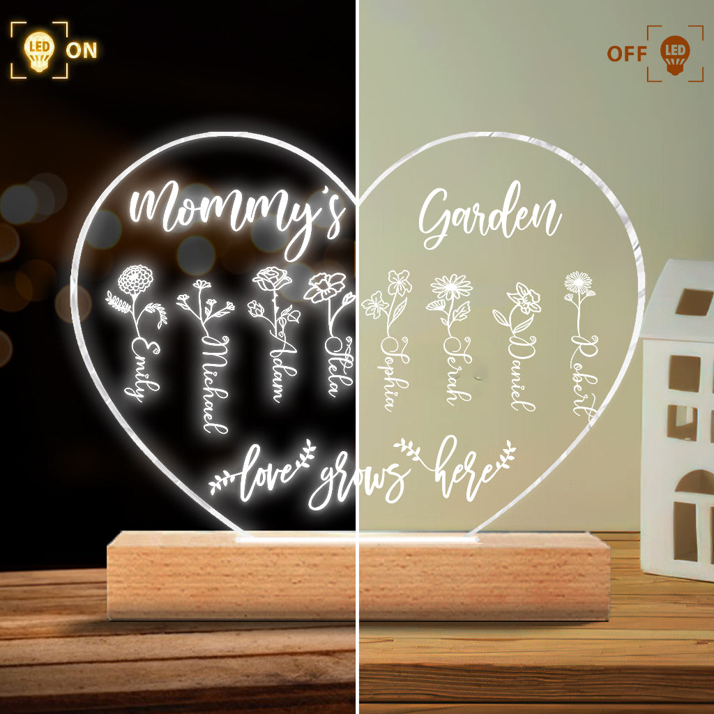 Le Jardin de Grand-Mère - Cadeau pour grand-mère, maman, tante, grand-père - Plaque lumineuse personnalisée