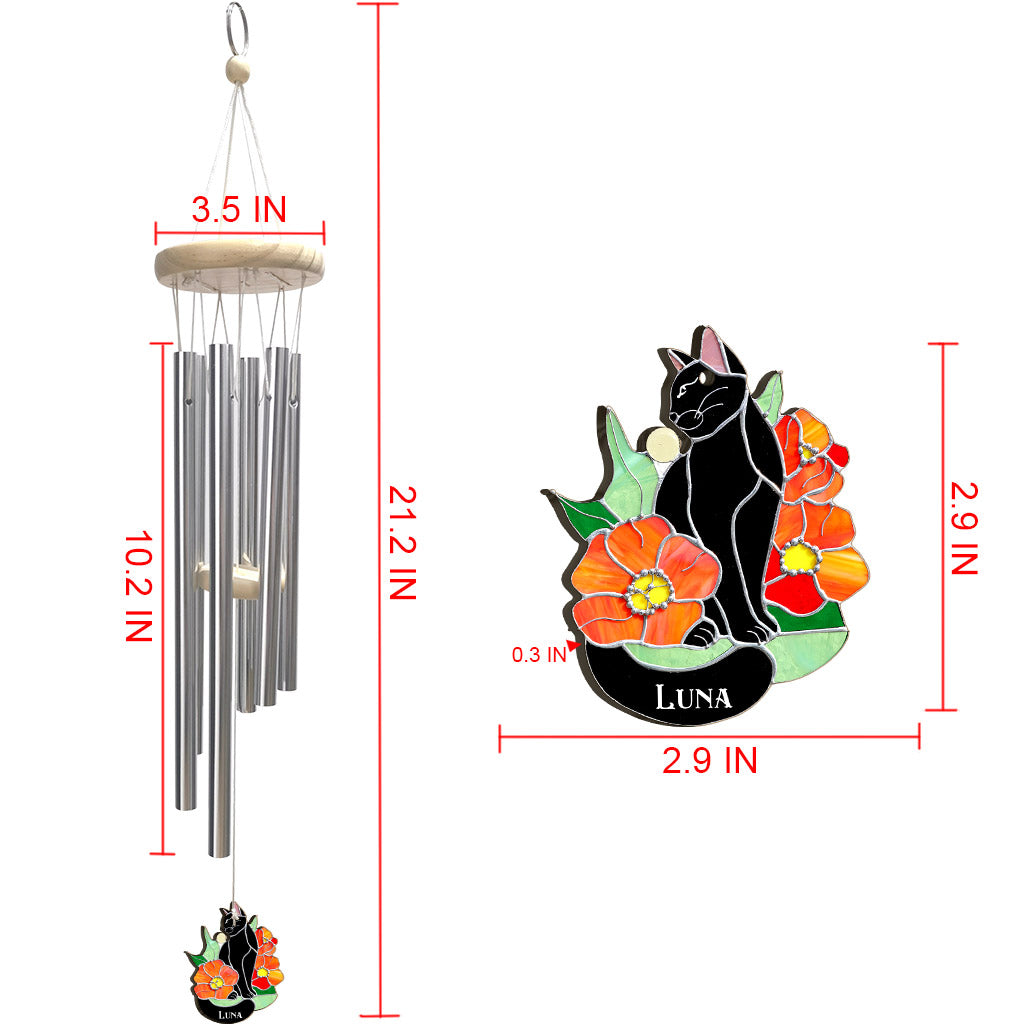 Black Cat - Personalized Black Cat Wind Chime
