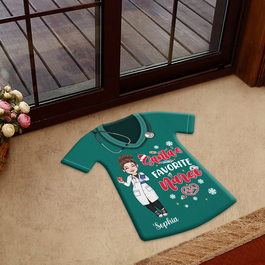 Paillasson personnalisé en forme d'infirmière, l'infirmière préférée du Père Noël
