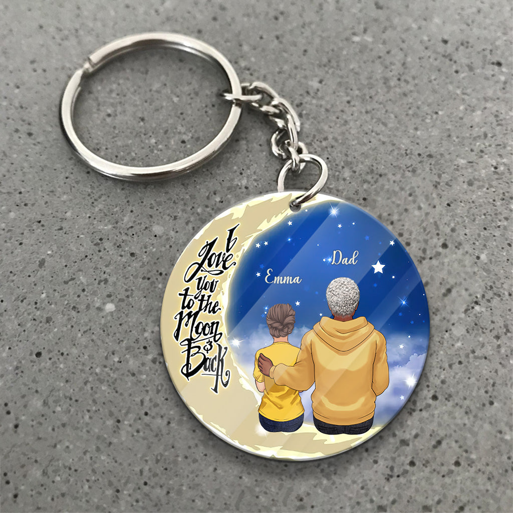 Aller et revenir de la Lune - Cadeau pour grand-mère, maman, papa, grand-père - Porte-clés personnalisé