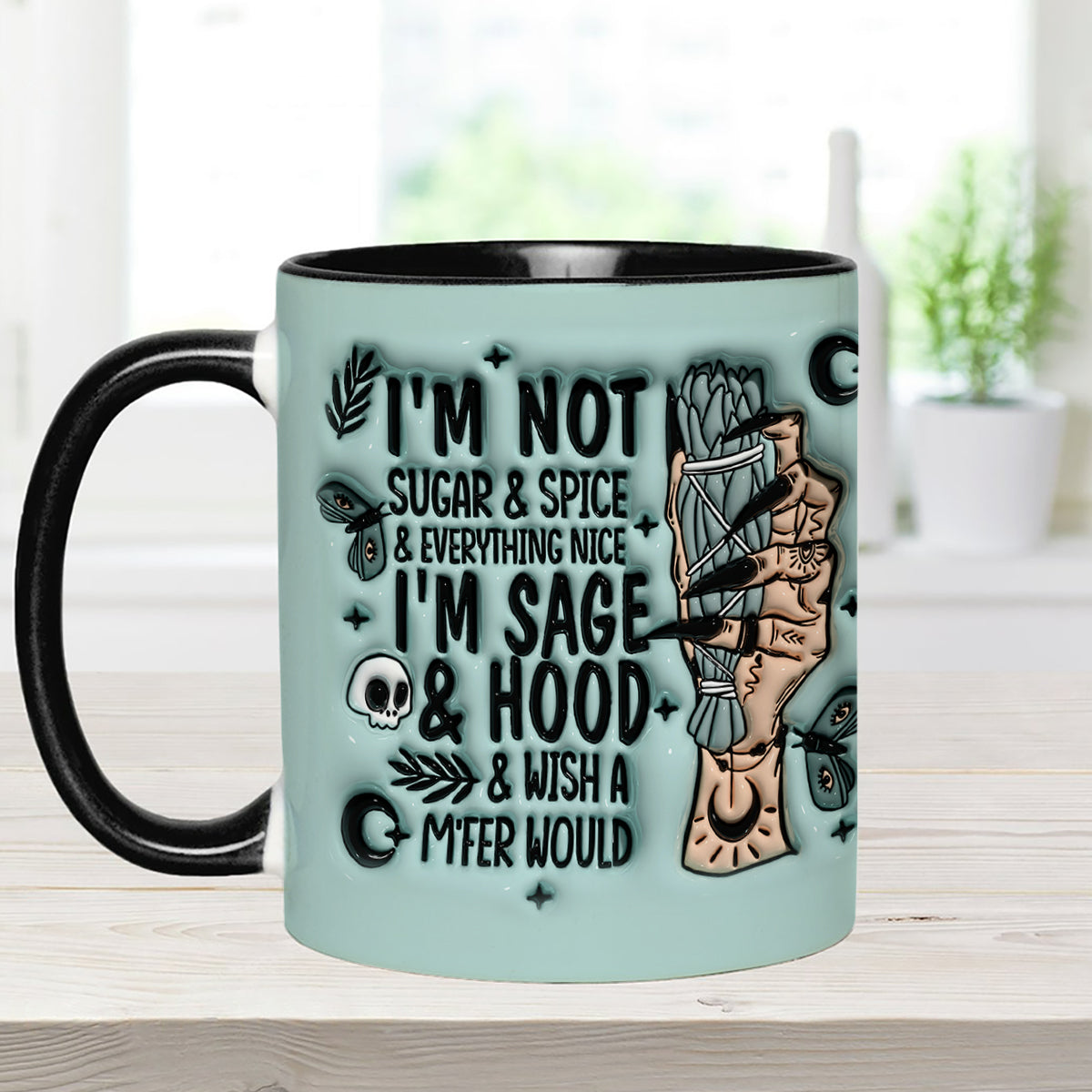 Je ne suis pas douce et gentille, je suis sage et authentique - Mug personnalisé à l'effigie d'une sorcière