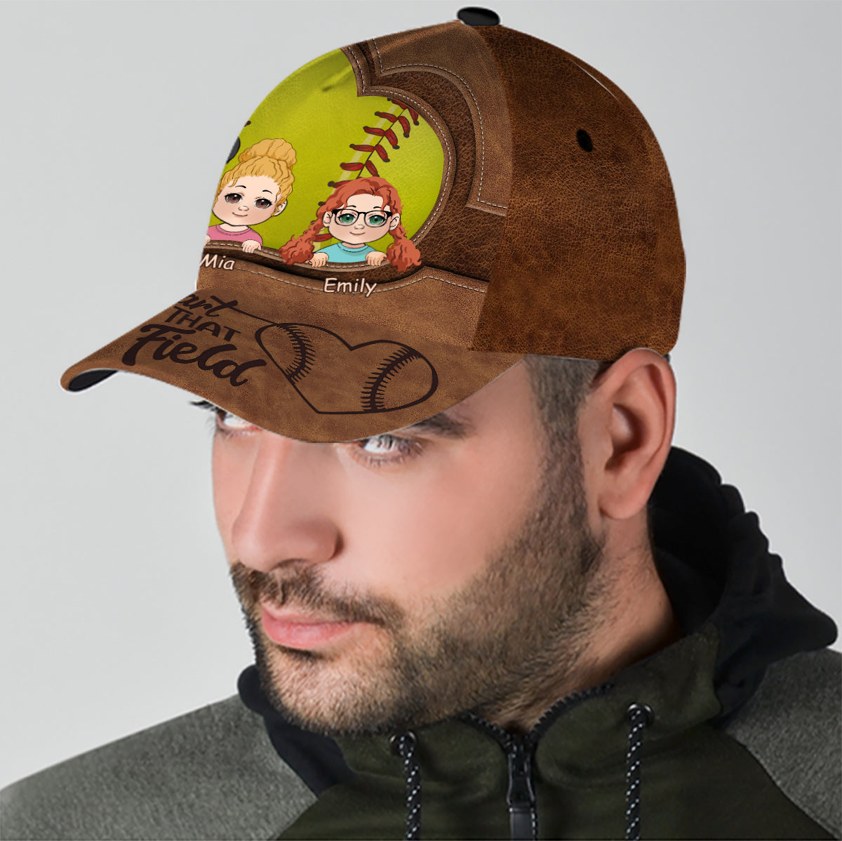 Mon cœur est sur ce terrain - Casquette de softball classique personnalisée