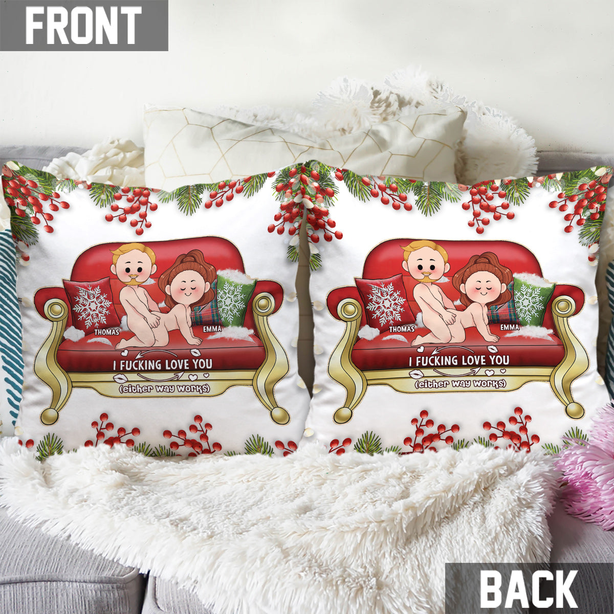 Je t'aime - Coussin décoratif personnalisé pour couple