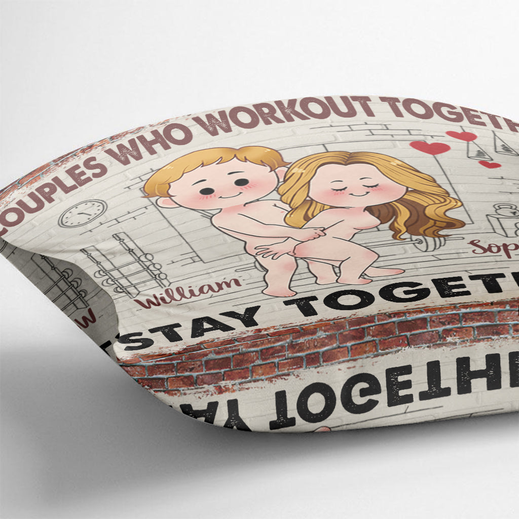 Faites du sport ensemble, restez ensemble - Coussin décoratif personnalisé pour couples