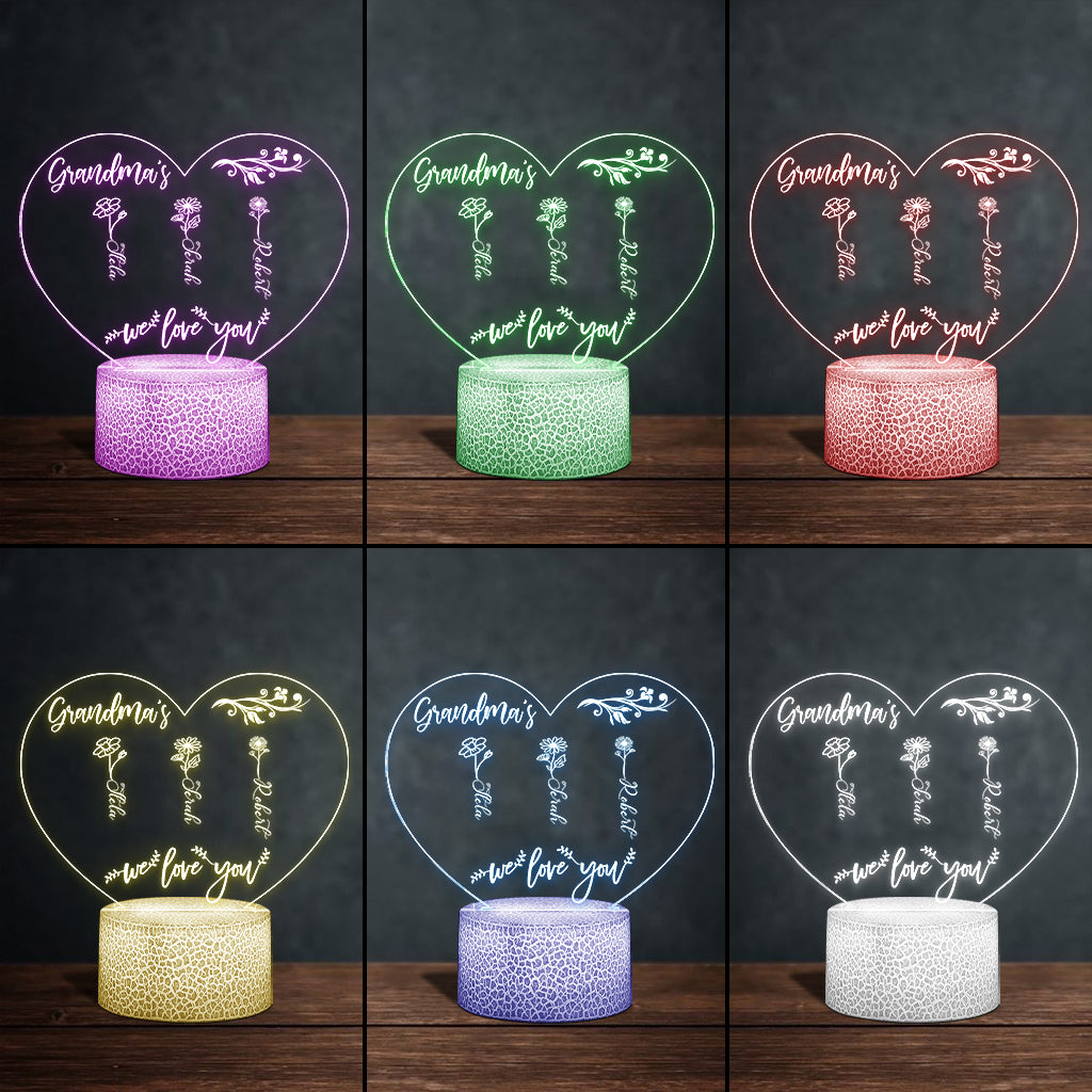 Le Jardin de Maman - Cadeau pour grand-mère, maman, tante, grand-père - Plaque lumineuse personnalisée