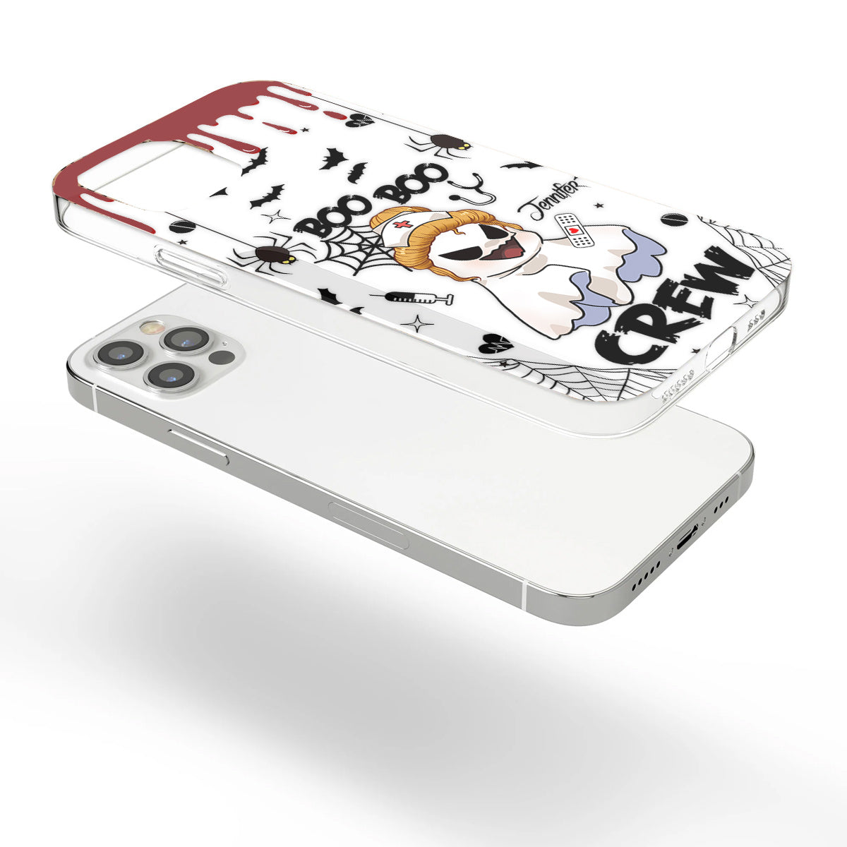 Boo Boo Crew - Étui de téléphone transparent personnalisé pour infirmière