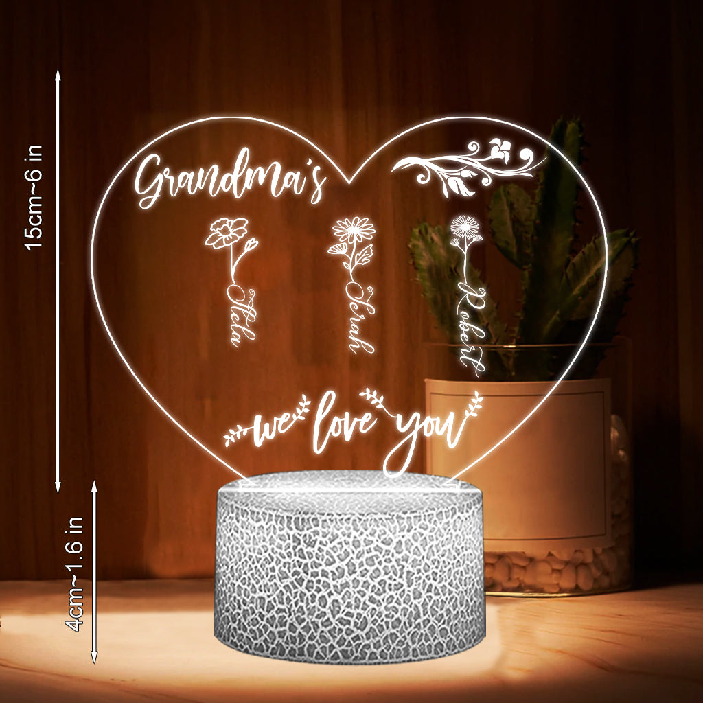 Le Jardin de Maman - Cadeau pour grand-mère, maman, tante, grand-père - Plaque lumineuse personnalisée