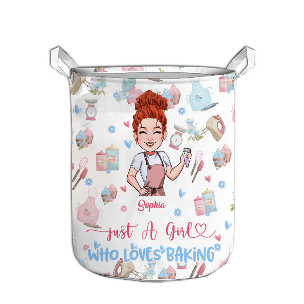 Panier de rangement personnalisé pour pâtisserie « Juste une fille qui adore pâtisser ».