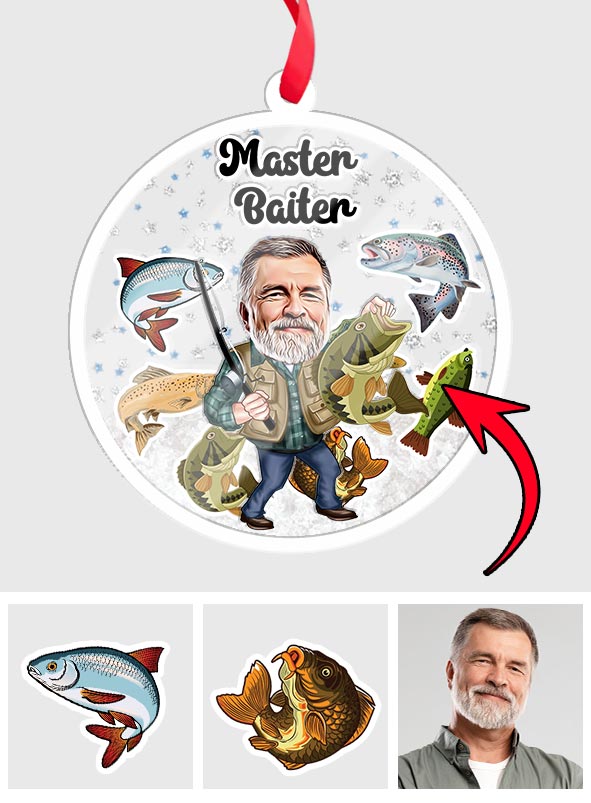 Maître Baiter - Ornement de pêche personnalisé à 3 couches