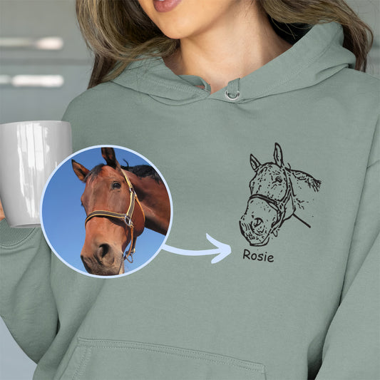 Portrait de cheval - Pull moche personnalisé avec un cheval