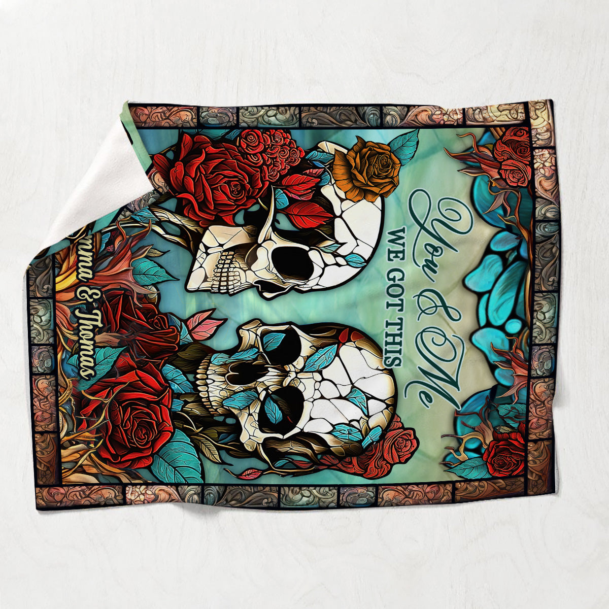 Couple de crânes - Couverture personnalisée en forme de crâne