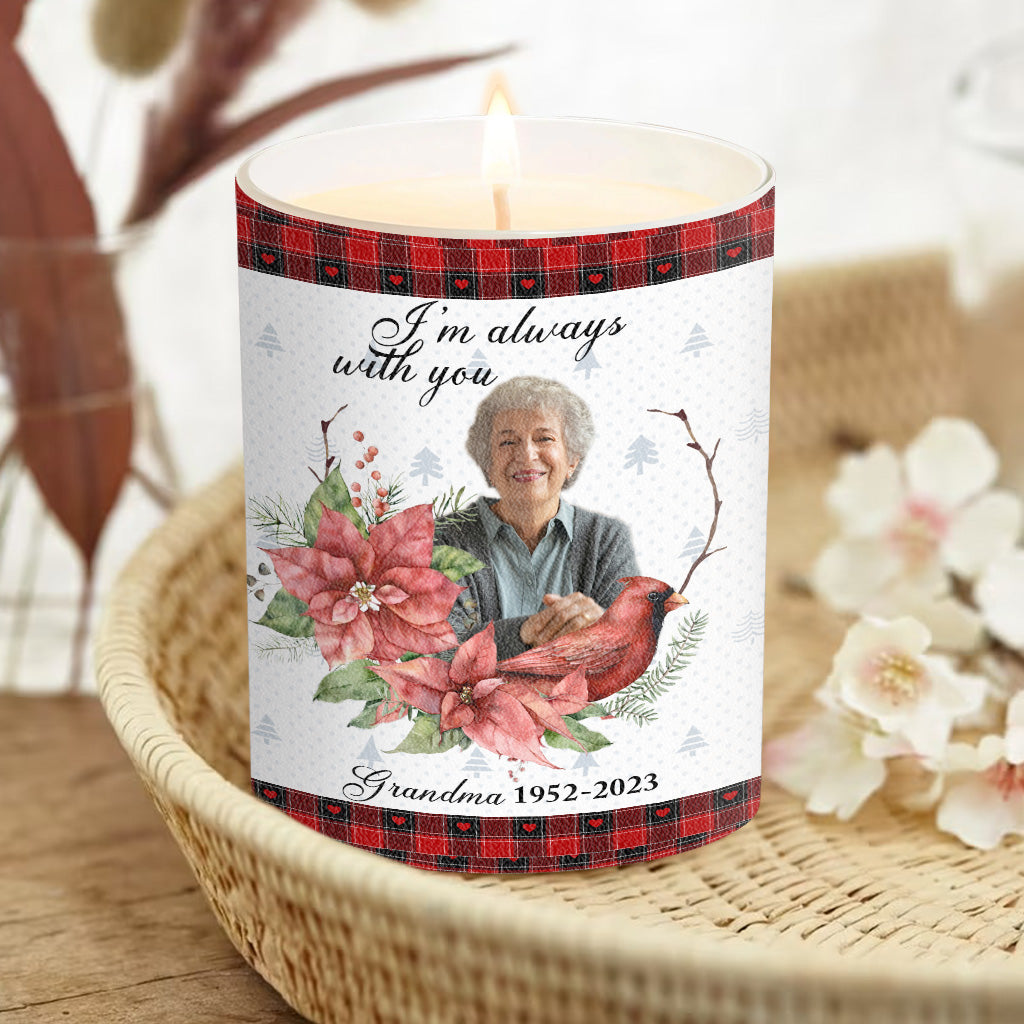 I'm Always With You - Memorial gift for loss of grandma, grandpa - Personalized Candle With Wooden Lid