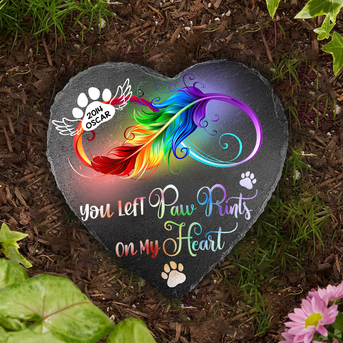 À jamais dans mon cœur - Pierre personnalisée en forme de cœur pour chien