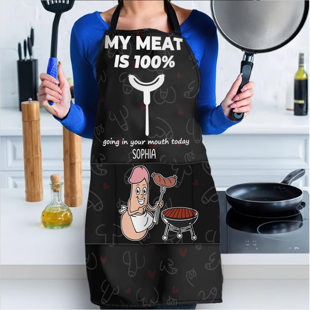 Ma viande finira à 100% dans ta bouche aujourd'hui - Tablier de couple personnalisé