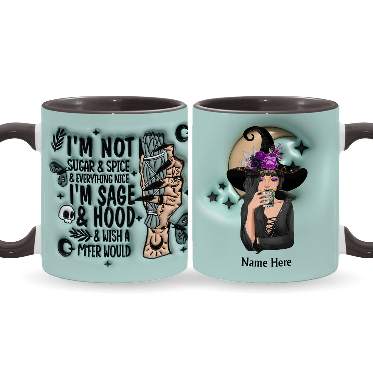 Je ne suis pas douce et gentille, je suis sage et authentique - Mug personnalisé à l'effigie d'une sorcière