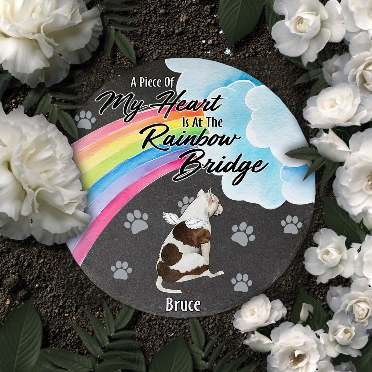 Un morceau de mon cœur - Pierre ronde personnalisée pour chien